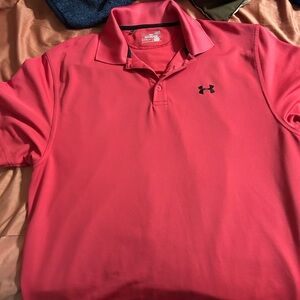 Pink Under Armor Loose Fitting Polo Shirt